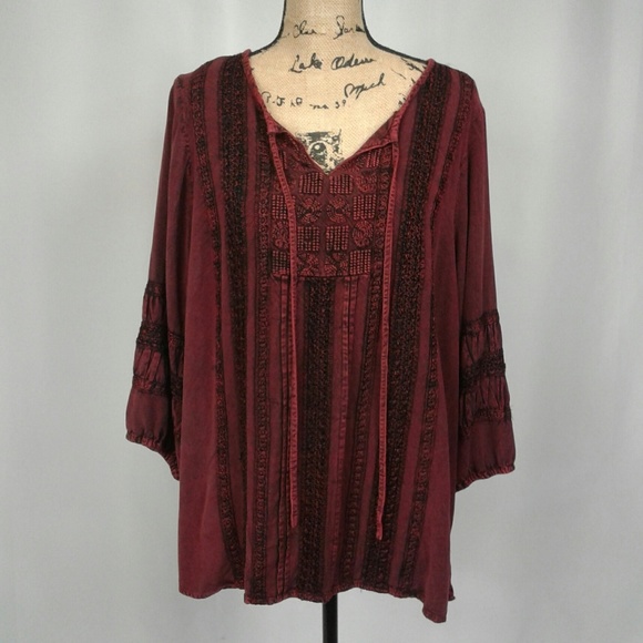 Avenue Tops - Avenue burgundy hippie boho top 18/20